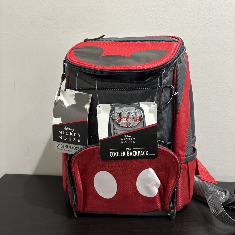 NWT Disney Classic Mickey Mouse PTX Cooler Insulated Backpack Black Red